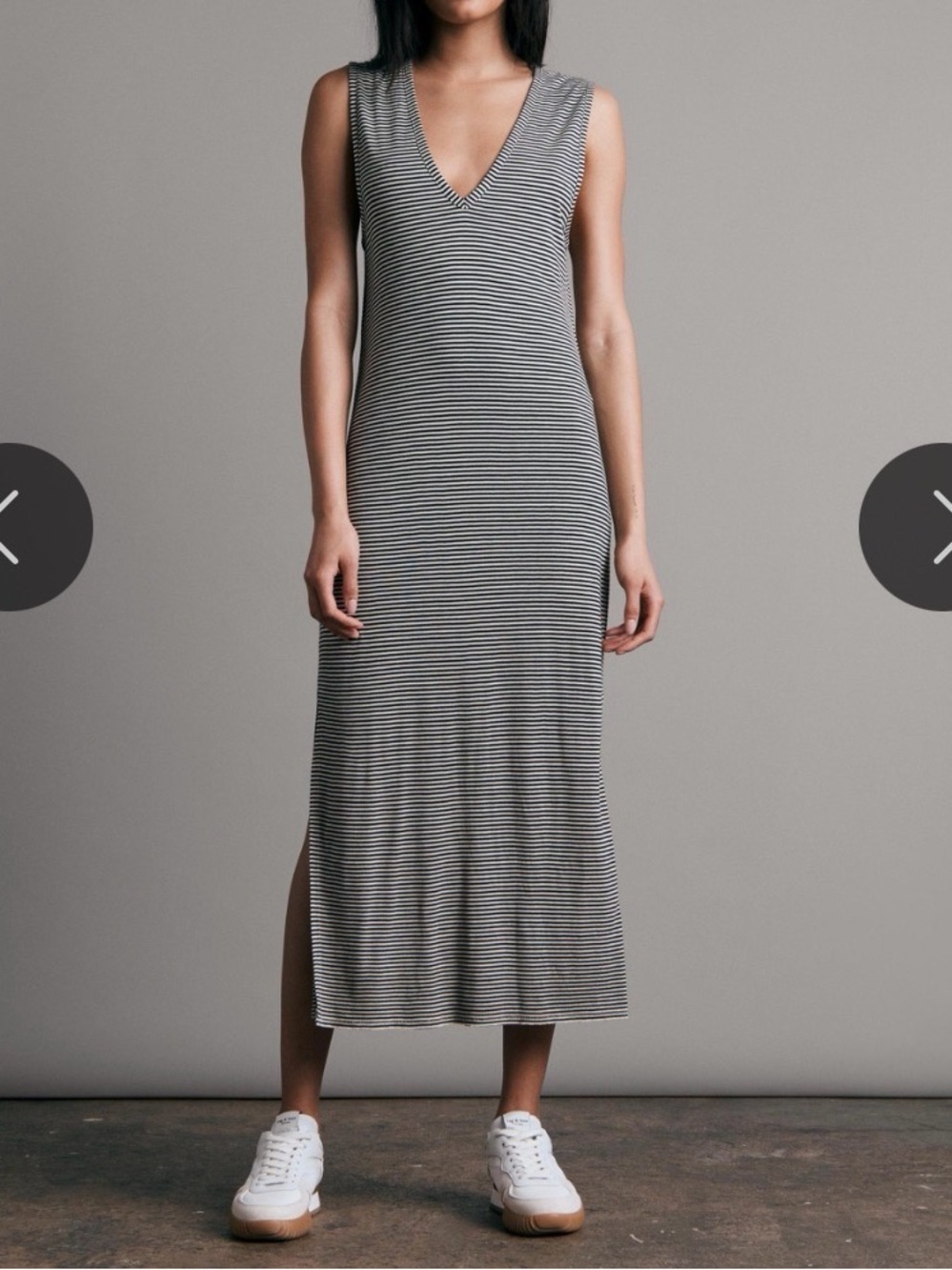Rag & Bone Michal Striped Slub Jersey Midi Dress Sz S Casual Linen Blend NWT - Picture 6 of 16